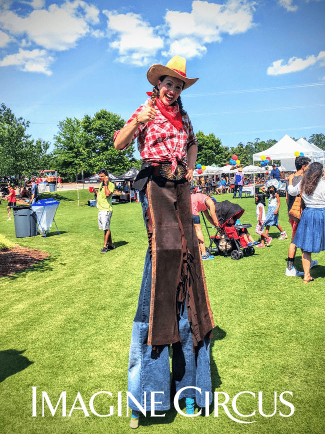 Imagine Circus Stilt Walker, Cow Girl, Western Theme, Performer
