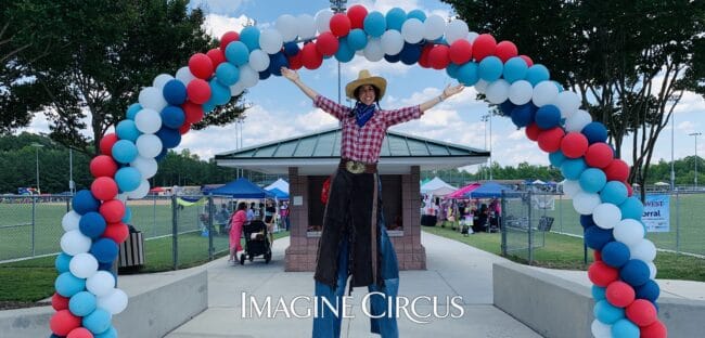Imagine Circus Stilt Walker, Cow Girl, Western Theme, Performer